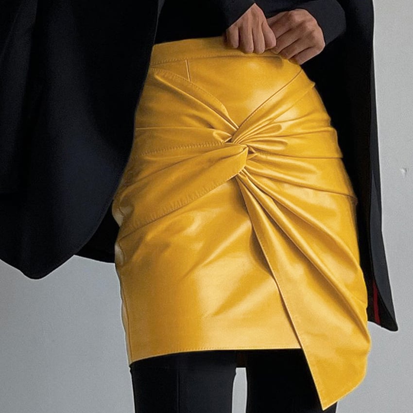 European American Leather Skirts with Cross Bow Design