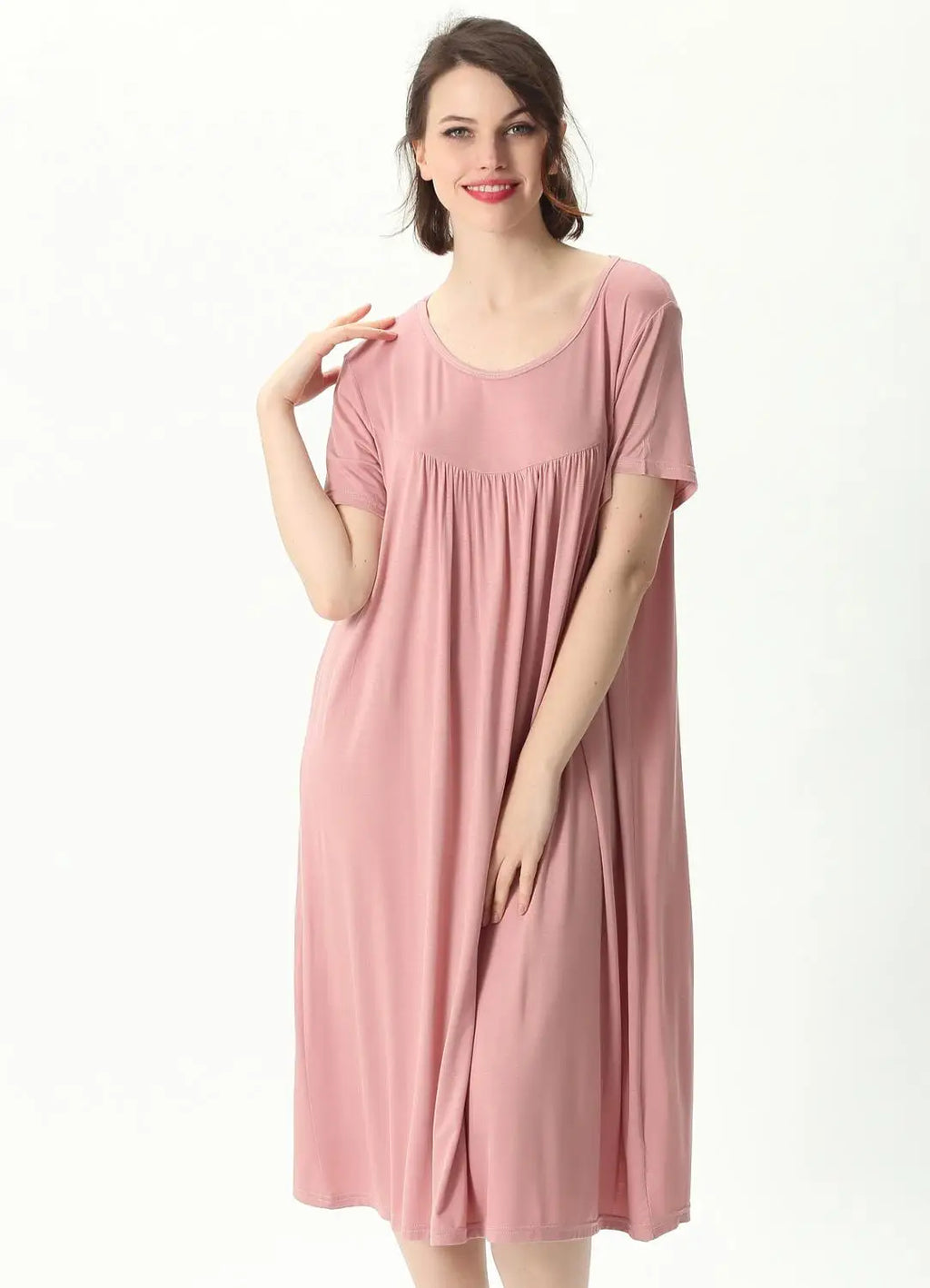 Fdfklak Summer Women Sleepwear Short Sleeve Cotton Nightgown Nightie Loose Home Dress Sexy Lingerie Nightdress Large 2XL-7XL