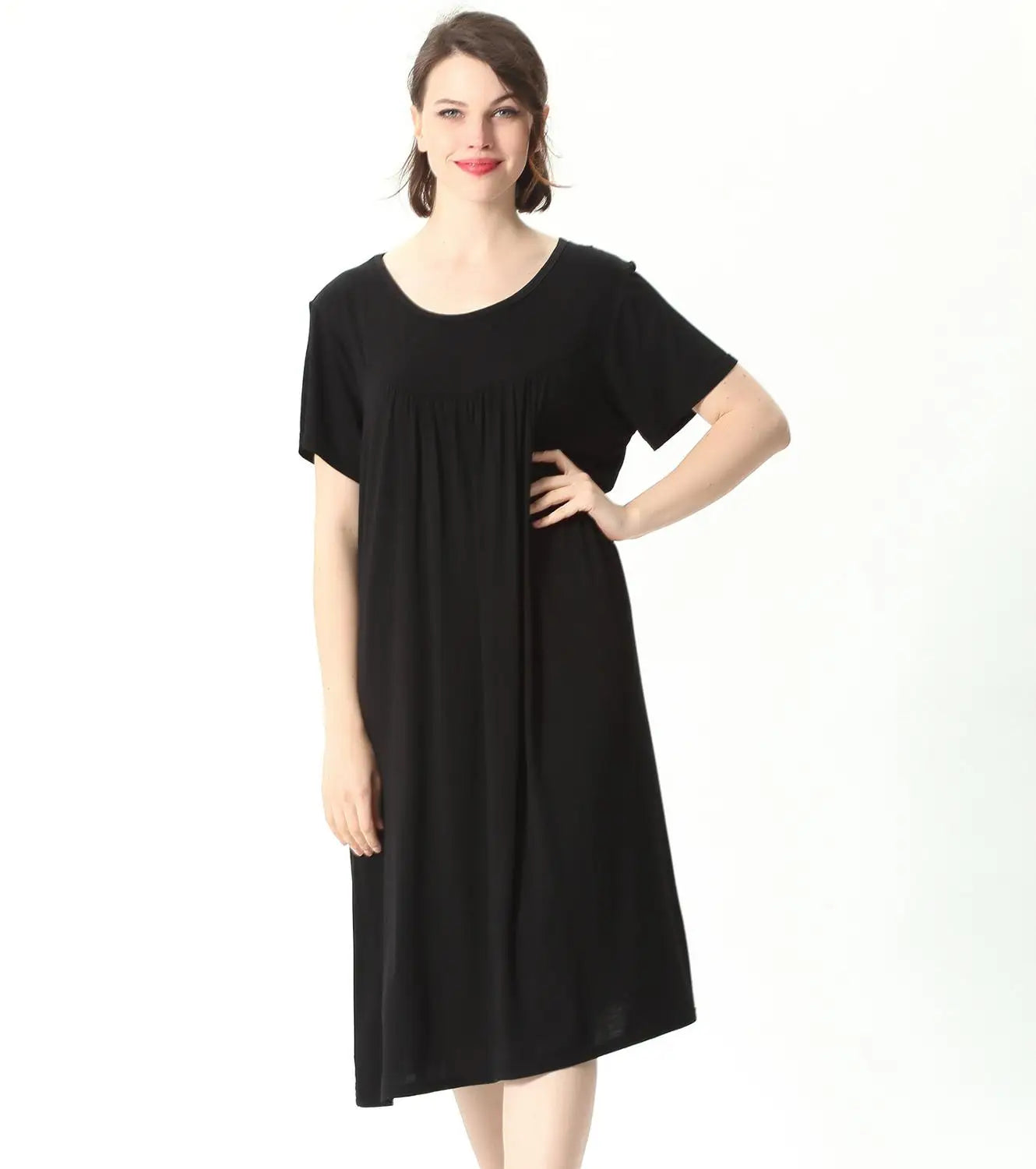 Fdfklak Summer Women Sleepwear Short Sleeve Cotton Nightgown Nightie Loose Home Dress Sexy Lingerie Nightdress Large 2XL-7XL