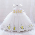 White Pink Flower Baptism First 1st Birthday Dress For Baby Girl Clothing Toddler Princess Lace Party Beads Costumes 0-5 Years