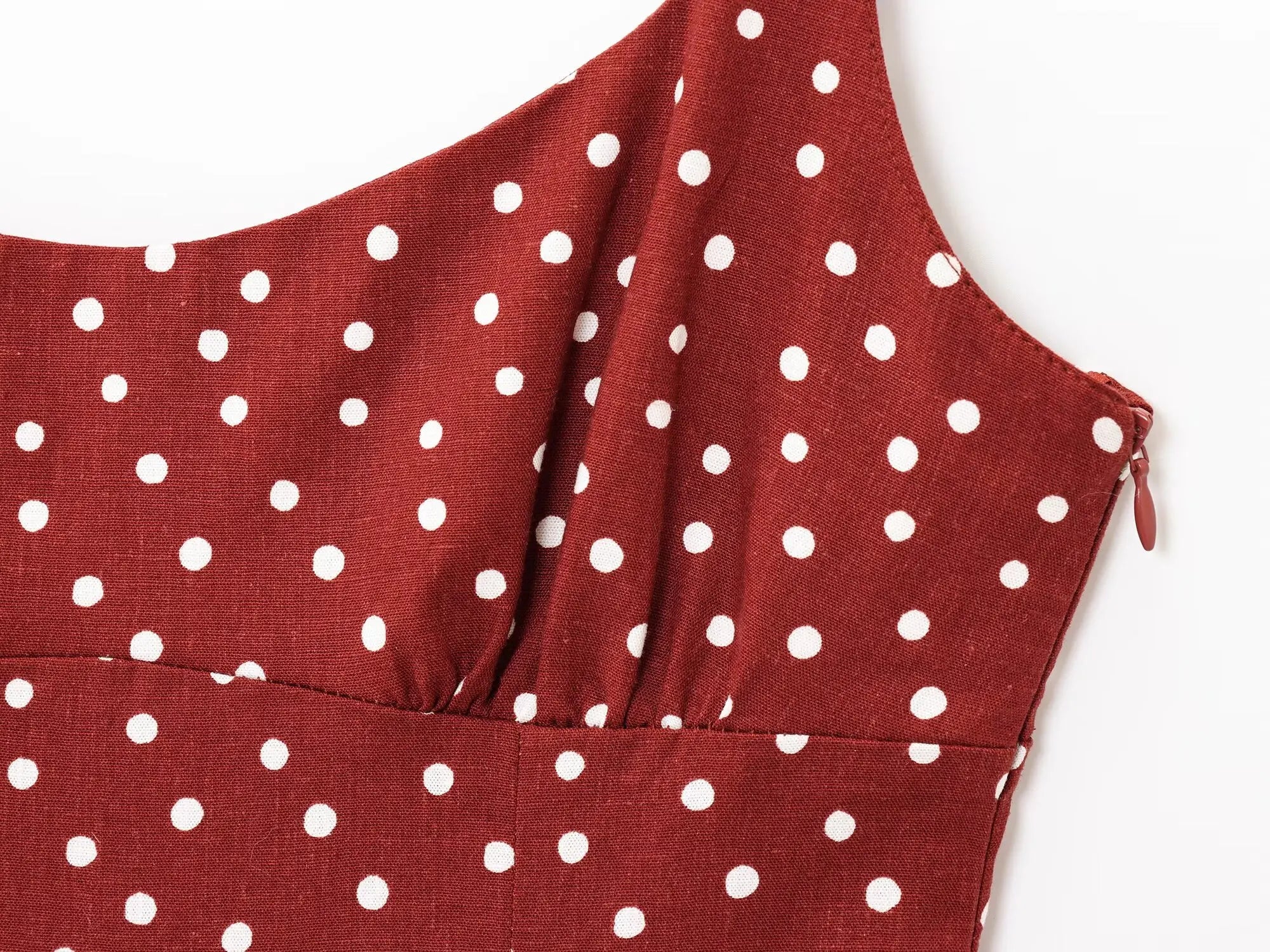 ETJ 2025 summer new  women's dress is a fresh breathable fabric blend with polka dot print and a slit MIDI dress