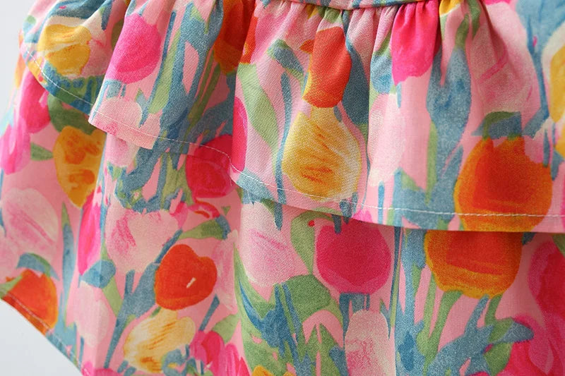 2 baby girls summer new dress sweet and cute floral skirt 0-4 years old Girl's Casual and Fashionable Sleeveless Dress