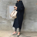 New Women's Spring Long Shirt Dress Temperament Casual Loose Work OL Dresses Elegant Long Sleeve Solid Trench Coat Women Blouses