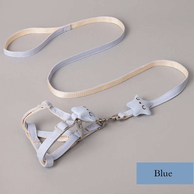 Dog Harness Leash Evening Dress Bow Collar Set Adjustable Cute  Dog Harness For Small Medium Pet Cat Collar Leash Outdoor Walkin