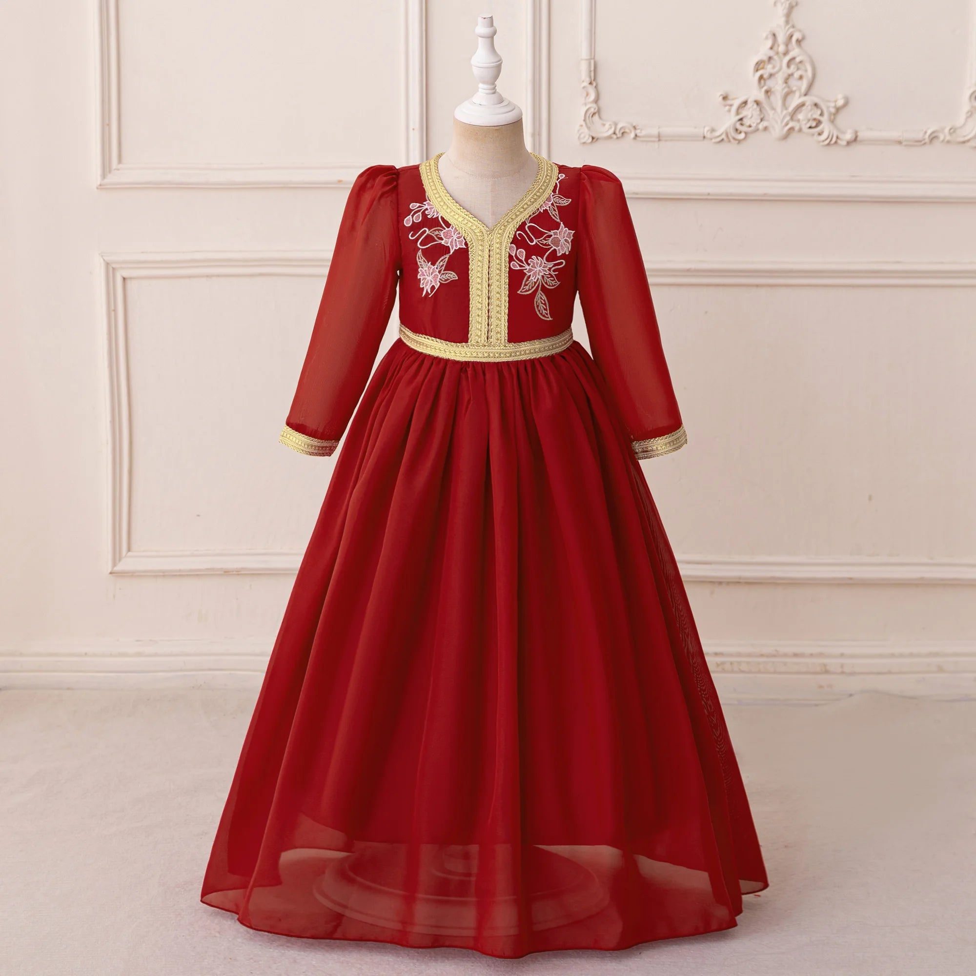Muslim Ramadan Prayers Party Girls Dress Long Sleeve Robe Arab Dubai Casual Dresses Girl Child Eid Enfant Holiday Prom Costumes
