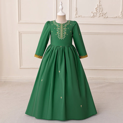 Muslim Ramadan Prayers Party Girls Dress Long Sleeve Robe Arab Dubai Casual Dresses Girl Child Eid Enfant Holiday Prom Costumes