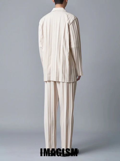 Miyake Fold Winter New Niche Design Casual Loose Thin Origami Straight Leg Dress Pants