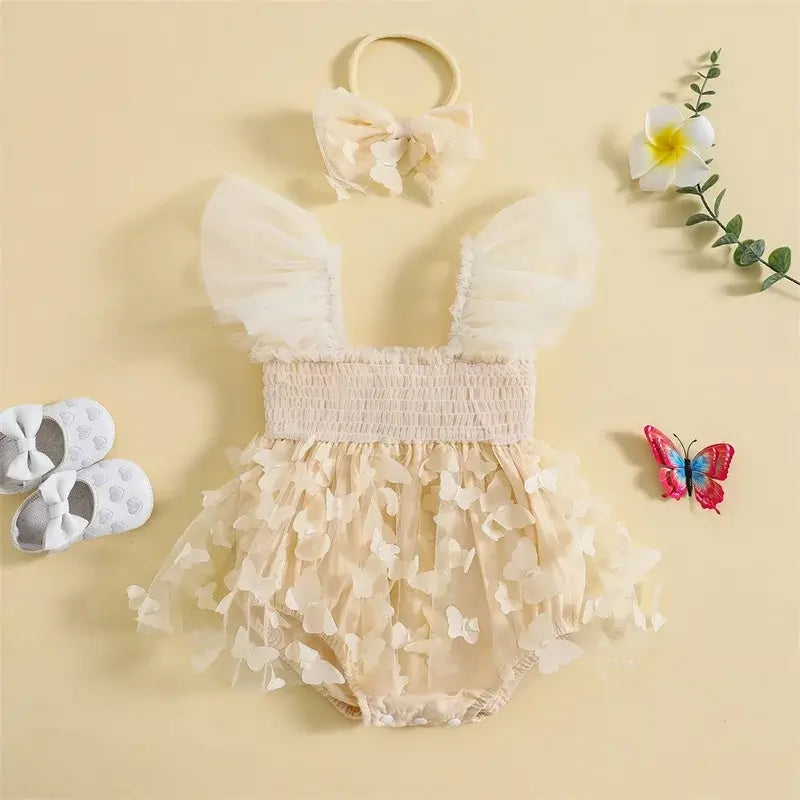 baby girl butterfly romper dress