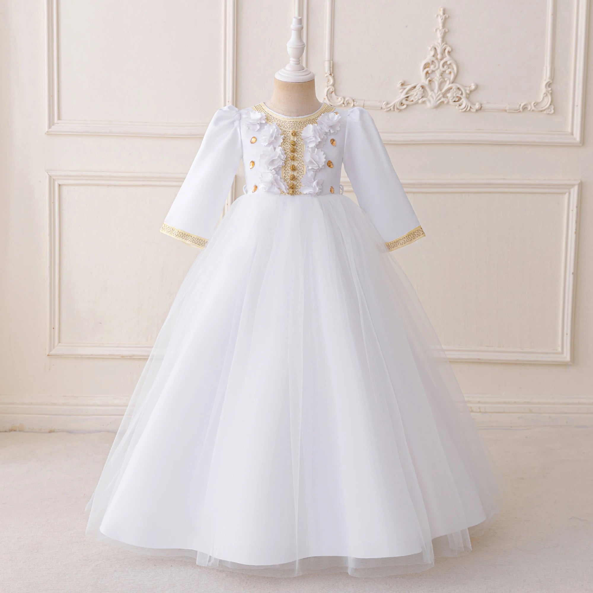Muslim Ramadan Prayers Party Girls Dress Long Sleeve Robe Arab Dubai Casual Dresses Girl Child Eid Enfant Holiday Prom Costumes