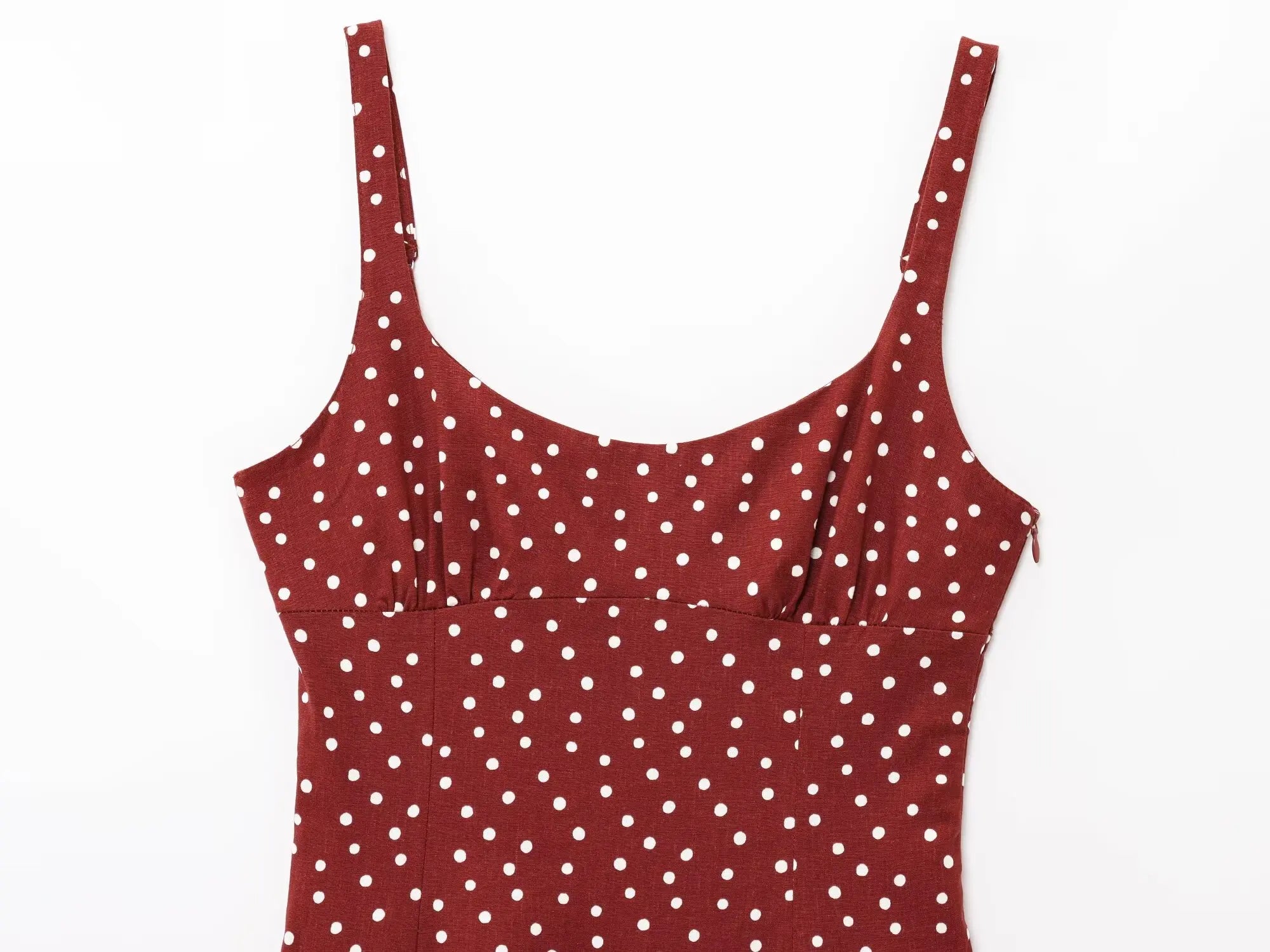 ETJ 2025 summer new  women's dress is a fresh breathable fabric blend with polka dot print and a slit MIDI dress