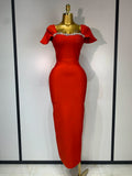 Women Sexy Square Collar Diamonds Bodycon Bandage Dress 2025 Celebrity Elegant Evening Club Party Luxury Birthday Dresses