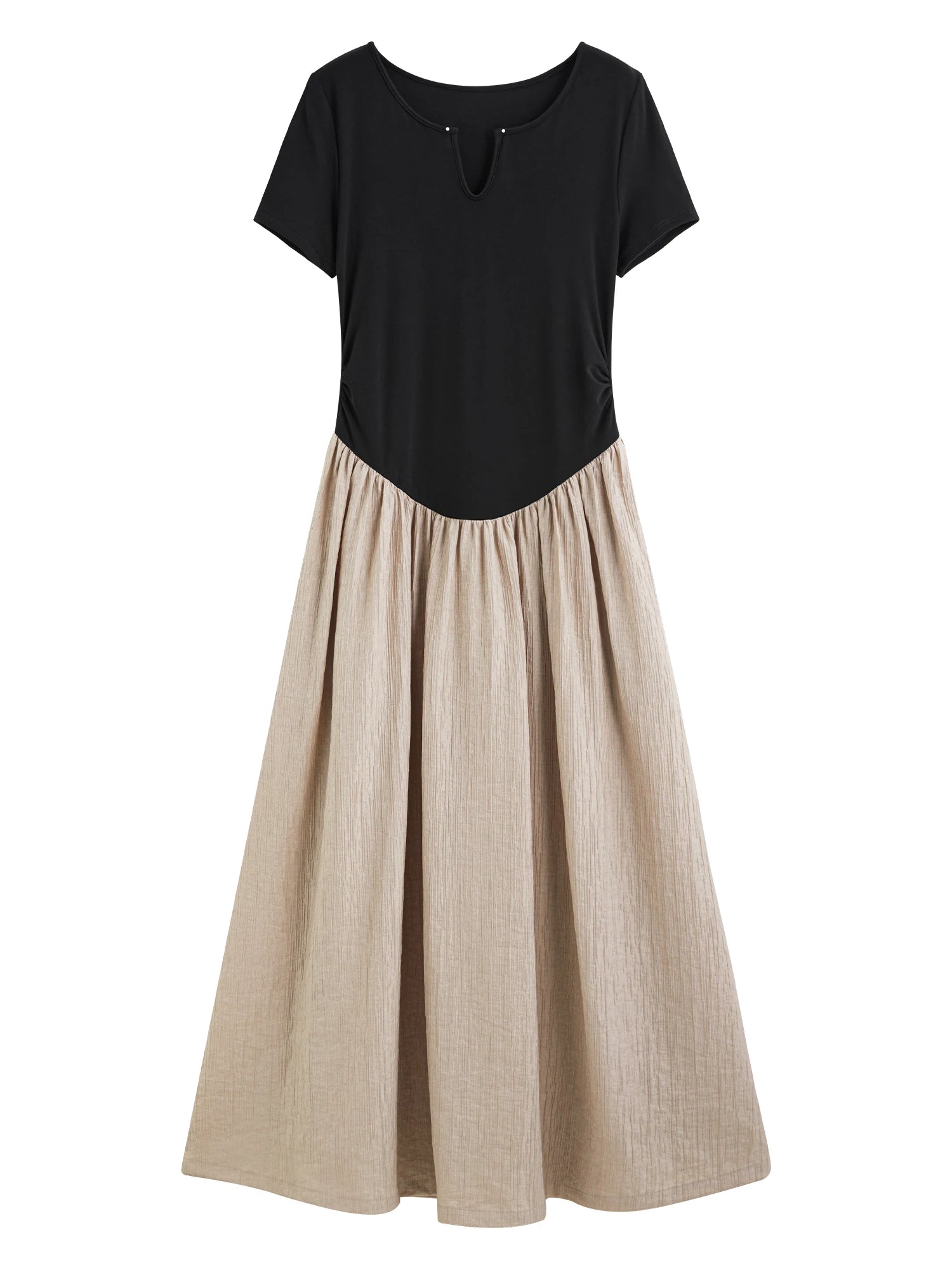 FSLE【Premium Series】2025 Summer Women's Wool Textured Dress - Slim Fit Contoured Waist & Breathable Layered Design Dress