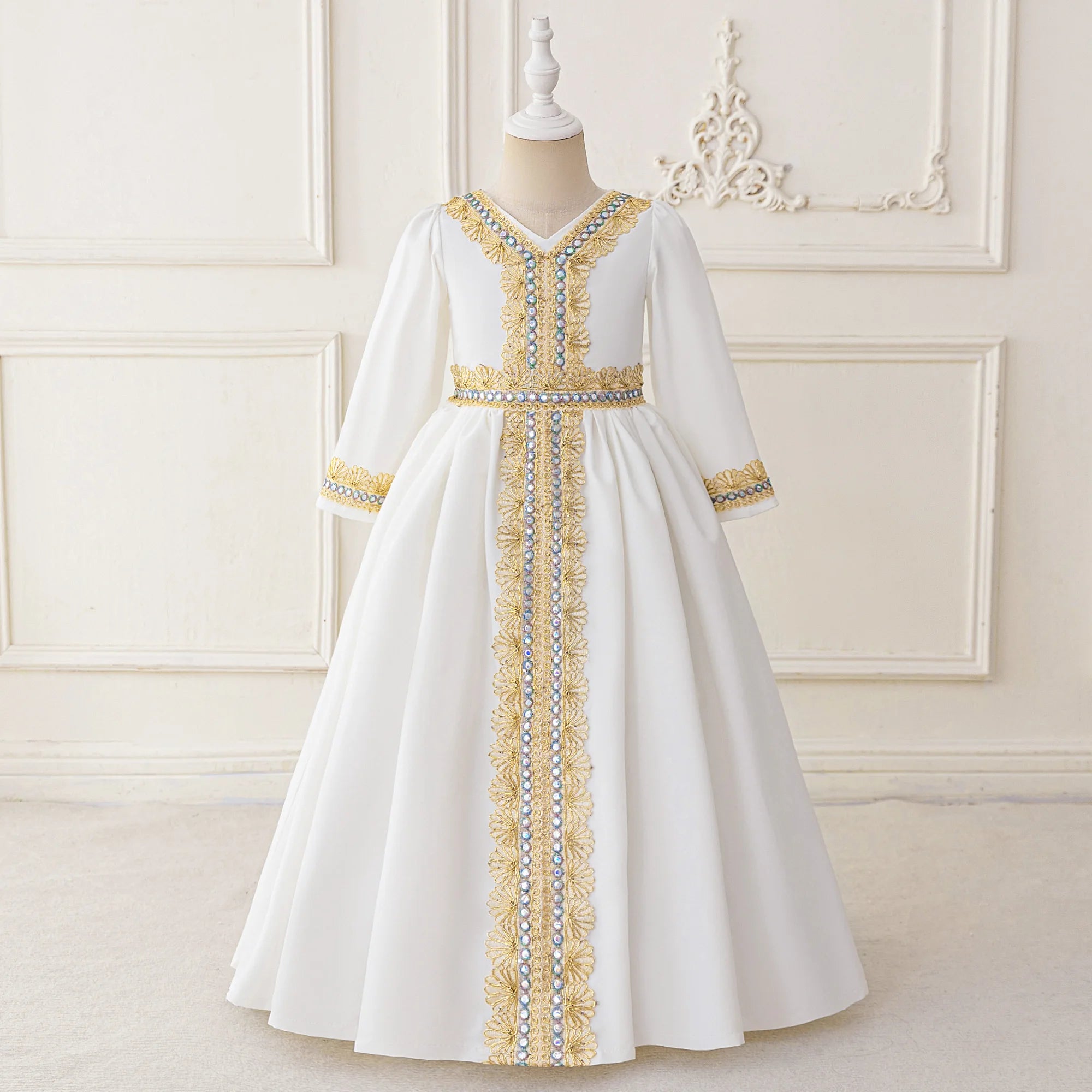 Muslim Ramadan Prayers Party Girls Dress Long Sleeve Robe Arab Dubai Casual Dresses Girl Child Eid Enfant Holiday Prom Costumes