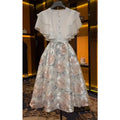 French fashion luxury tulle dress female summer new high-grade sense stitching embroidery temperament lotus leaf sleeve skirt