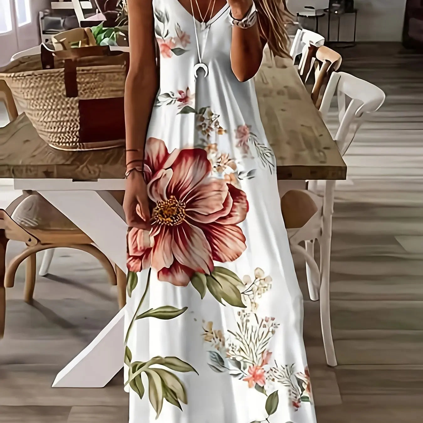 Women's Summer Slip Dress Casual Fashion Leopard Geometric Print And Calf Dress Beach Seaside Fashion Resort Style Dress