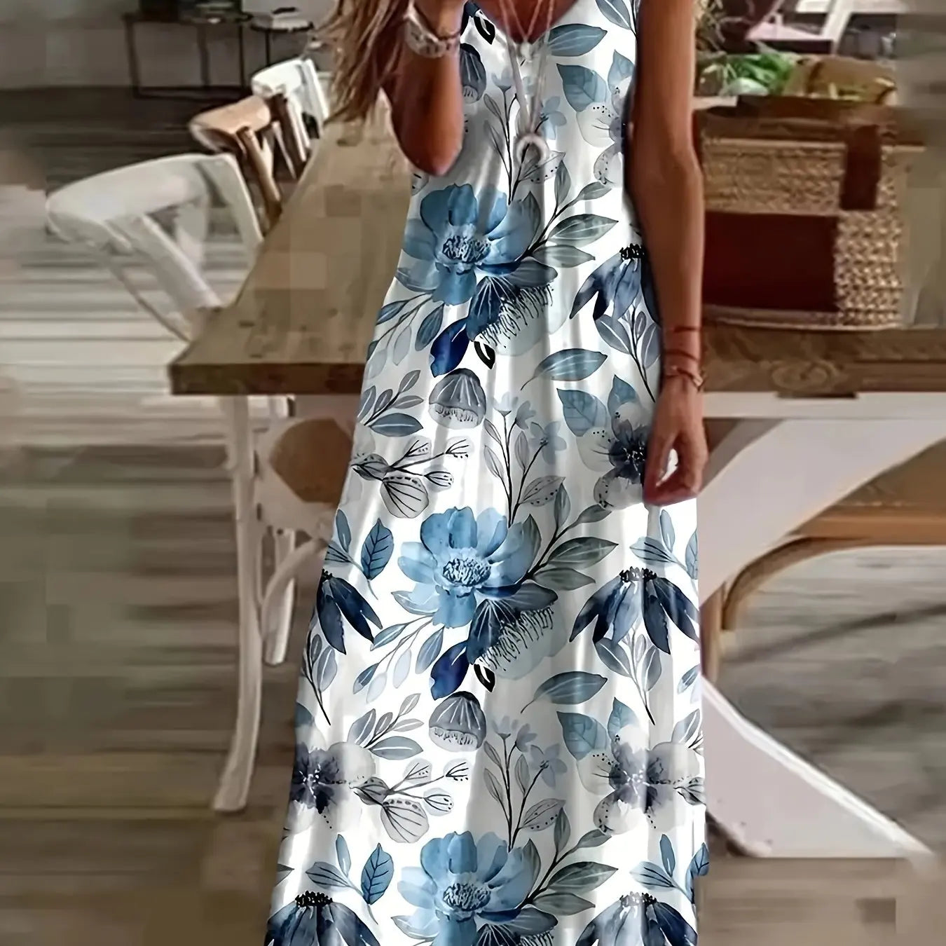 Women's Summer Slip Dress Casual Fashion Leopard Geometric Print And Calf Dress Beach Seaside Fashion Resort Style Dress