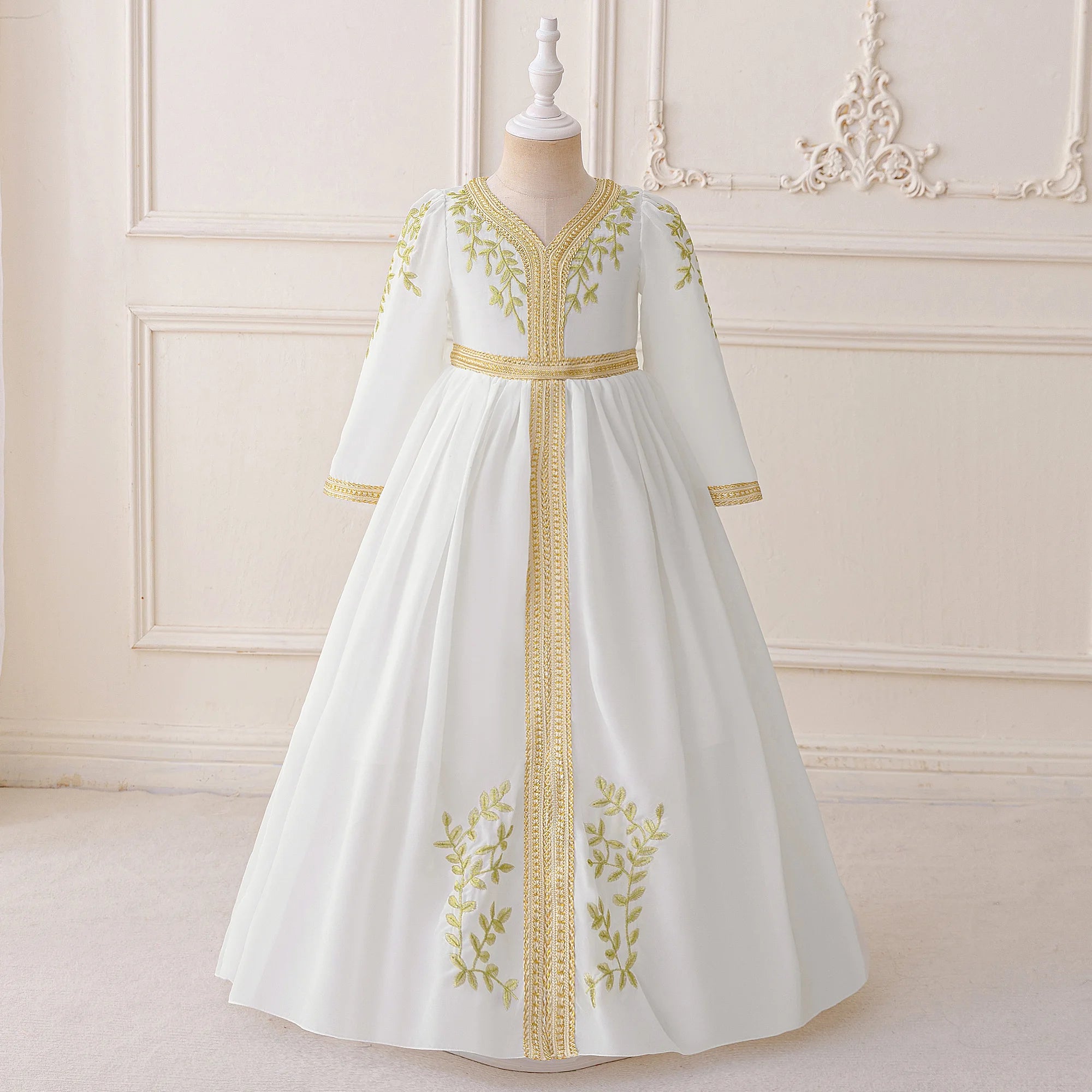 Muslim Ramadan Prayers Party Girls Dress Long Sleeve Robe Arab Dubai Casual Dresses Girl Child Eid Enfant Holiday Prom Costumes