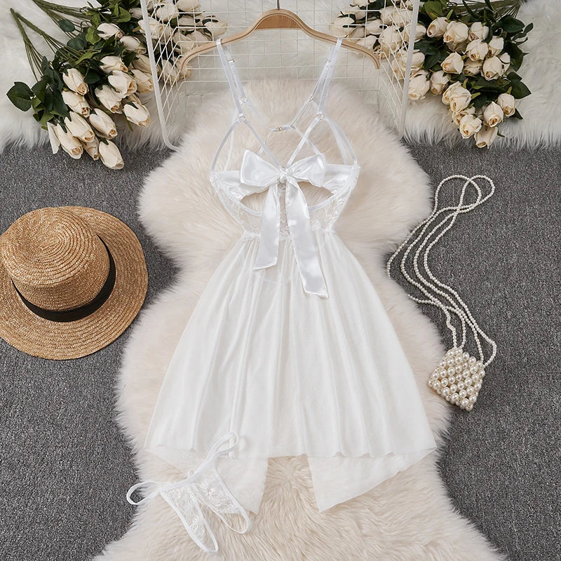 Sexy Japan Sleeveless Slim Fit Kimono Elegant Print Pajama V-Neck Irregular Short Dress Erotic Lingerie Women Hotsweet Nightgown
