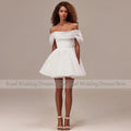 Short Wedding Dress for Bride Off the Shoulder Corset Mini Wedding Gowns White Organza A Line Lace Up Elegant Bridal Dresses