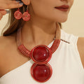 New African Colorful Round Geometry Jewelry Set Aluminium Wire Necklace Earrings Set For Women Party Wedding Dress Gifts