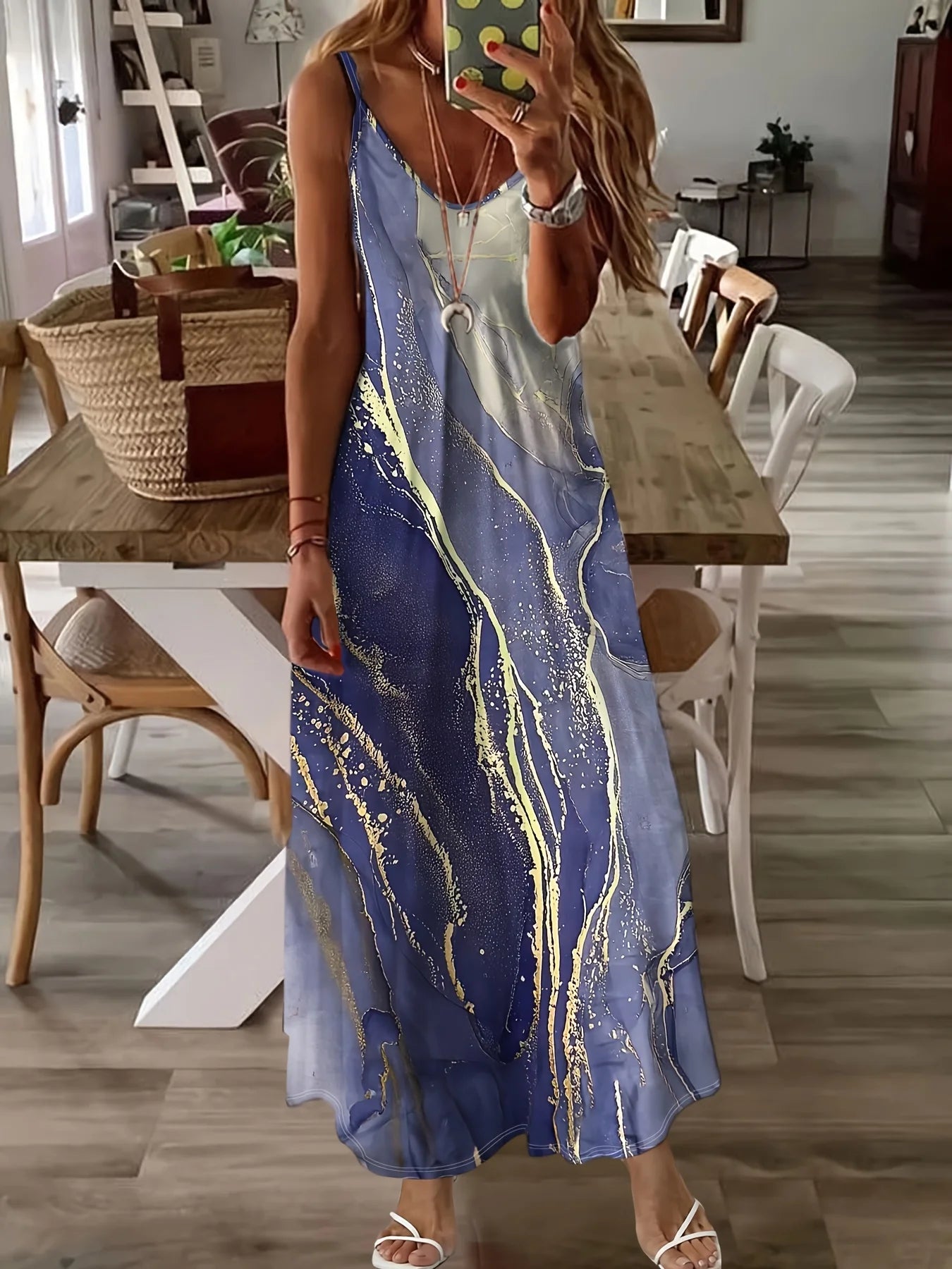 Women's Summer Slip Dress Casual Fashion Leopard Geometric Print And Calf Dress Beach Seaside Fashion Resort Style Dress