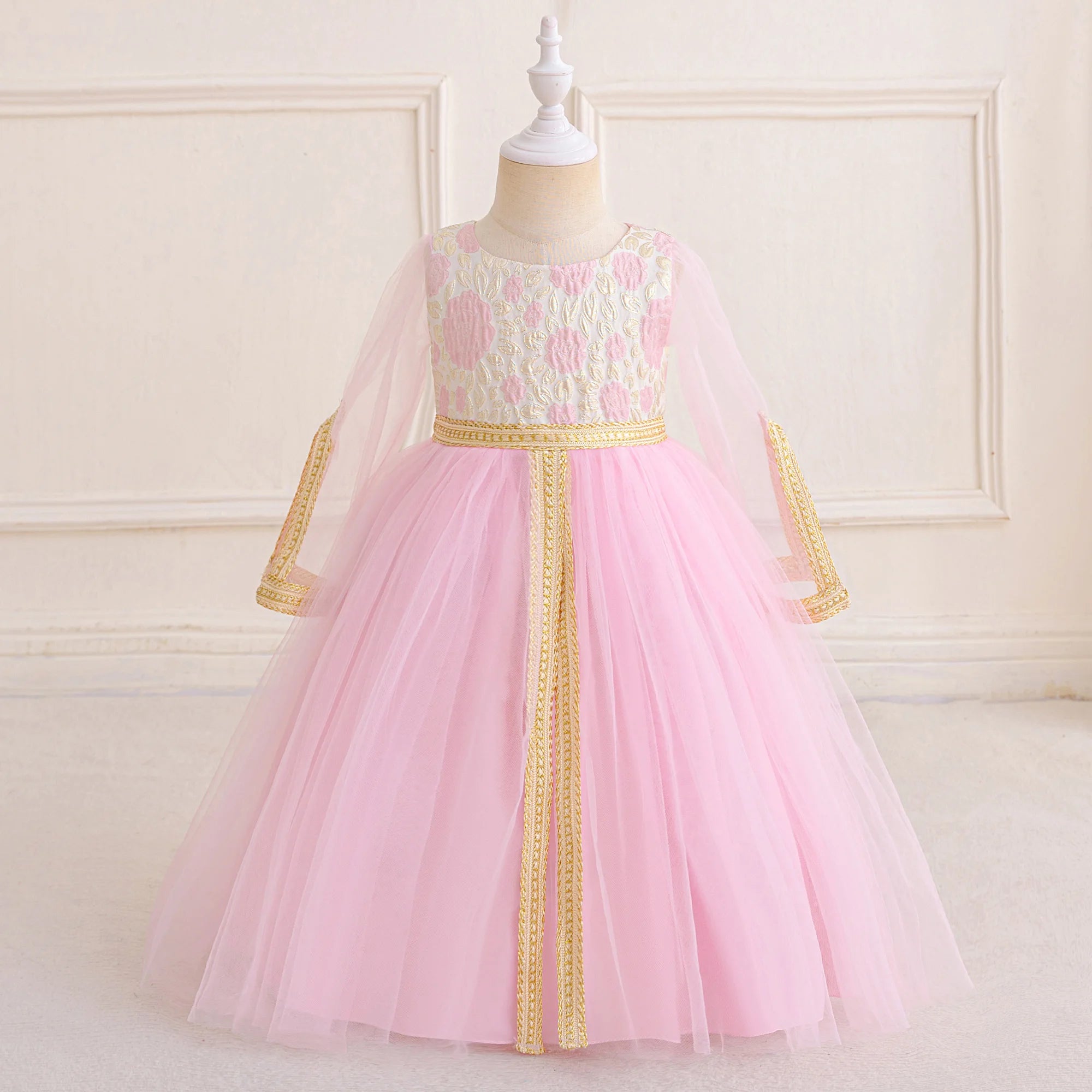 Muslim Ramadan Prayers Party Girls Dress Long Sleeve Robe Arab Dubai Casual Dresses Girl Child Eid Enfant Holiday Prom Costumes