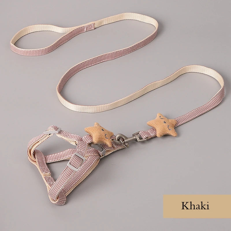 Dog Harness Leash Evening Dress Bow Collar Set Adjustable Cute  Dog Harness For Small Medium Pet Cat Collar Leash Outdoor Walkin