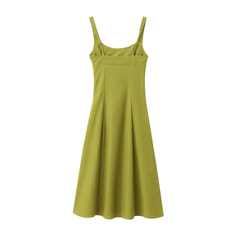 ETJ 2025 summer new  women's dress is a fresh breathable fabric blend with polka dot print and a slit MIDI dress