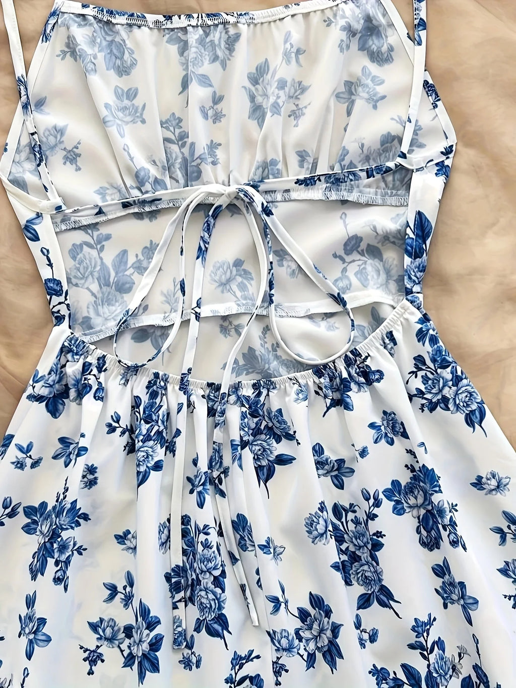 2025 Summer New European and American Cross border Women's Trade Fashion Leisure V-neck Floral Strap Dress