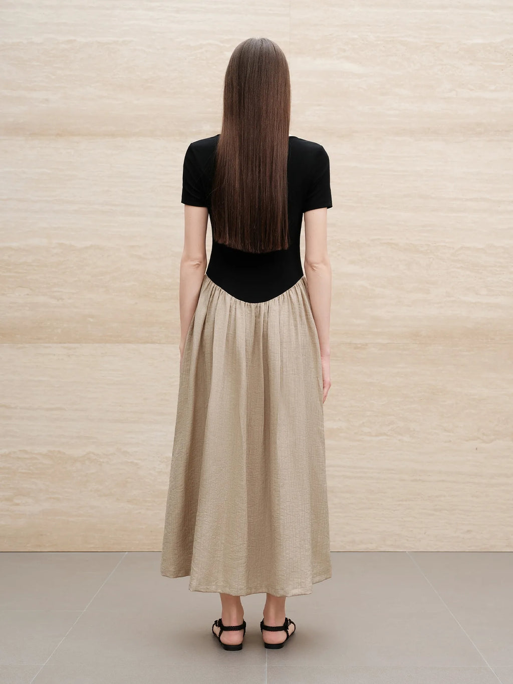 FSLE【Premium Series】2025 Summer Women's Wool Textured Dress - Slim Fit Contoured Waist & Breathable Layered Design Dress
