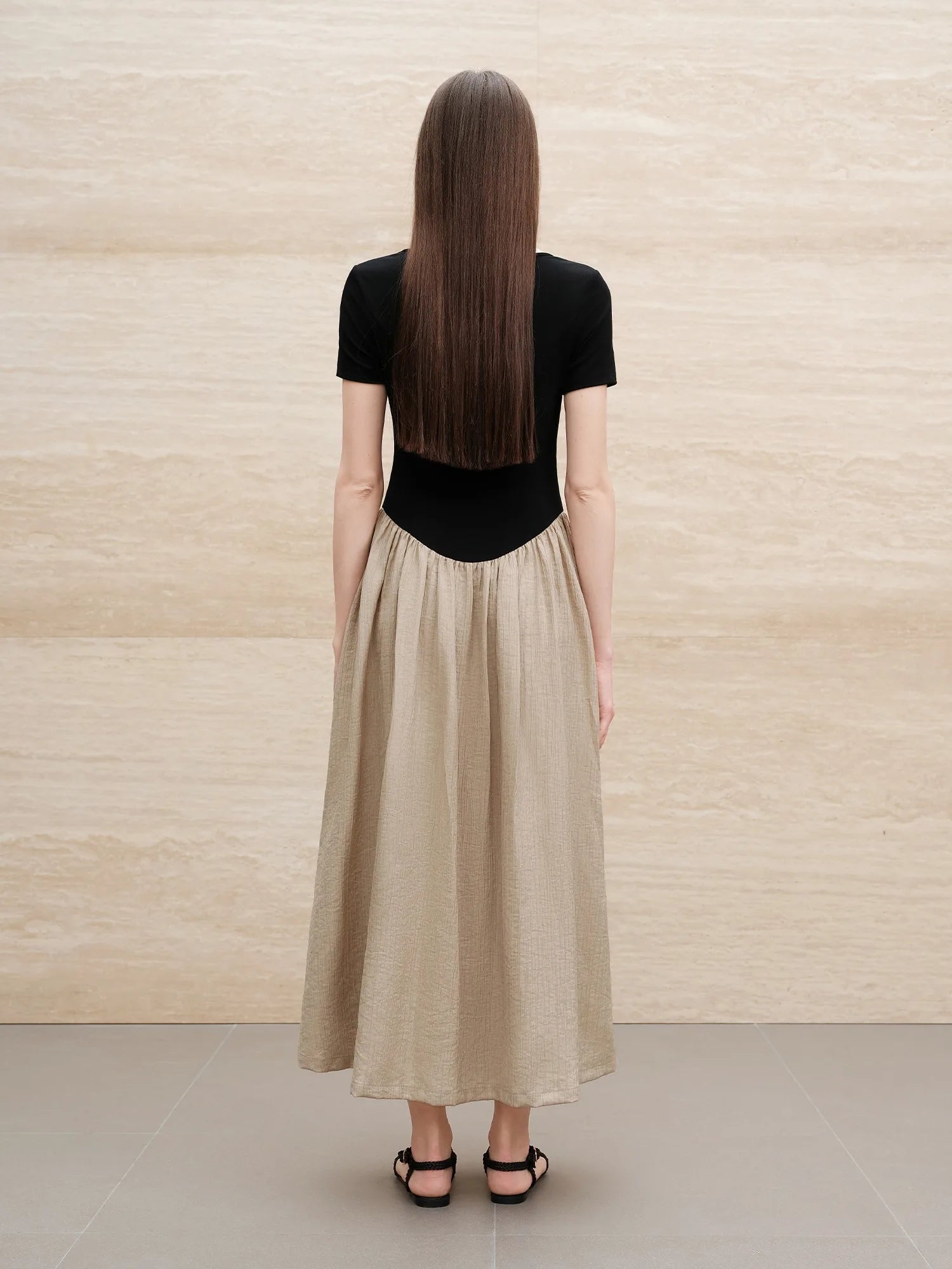 FSLE【Premium Series】2025 Summer Women's Wool Textured Dress - Slim Fit Contoured Waist & Breathable Layered Design Dress