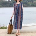 Vintage Dress Women 2025 Summer Casual Loose Long Dresses  Beach Femme Robe Vestidos Fashion Clothing Cotton Sleeveless