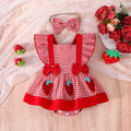 2PCS  Summer Cross-Border New Style For Girls And Babies 0-1 Years Old Sweet And Cute Red And White Plaid Dress Pants