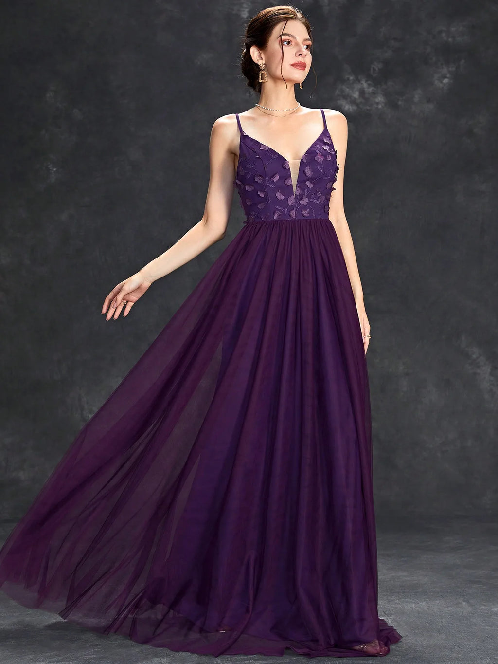 Mgiacy Halter V-neck three-dimensional embroidery color contrast wedding dress long evening gown ball dress party dress
