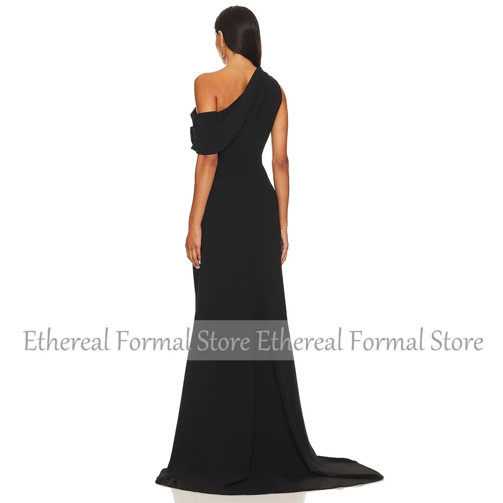 Modern Black Evening Dress  Off The Shoulder Mermaid Women's Evening Gown  Sleeveless  Side Slit Long Formal Party Dress