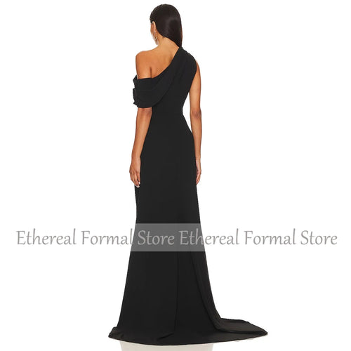 Modern Black Evening Dress  Off The Shoulder Mermaid Women's Evening Gown  Sleeveless  Side Slit Long Formal Party Dress