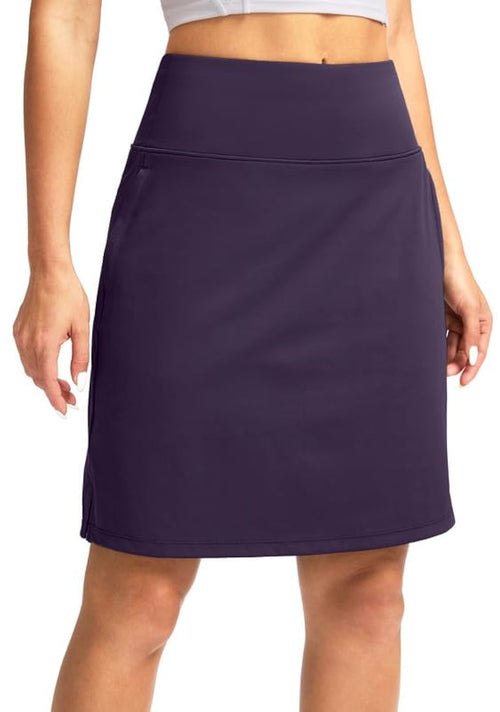 20" Golf Skorts Skirts for Women with 7 Pockets Knee Length Skort Athletic Modest Long Tennis Skirts for Women(PurpleS)